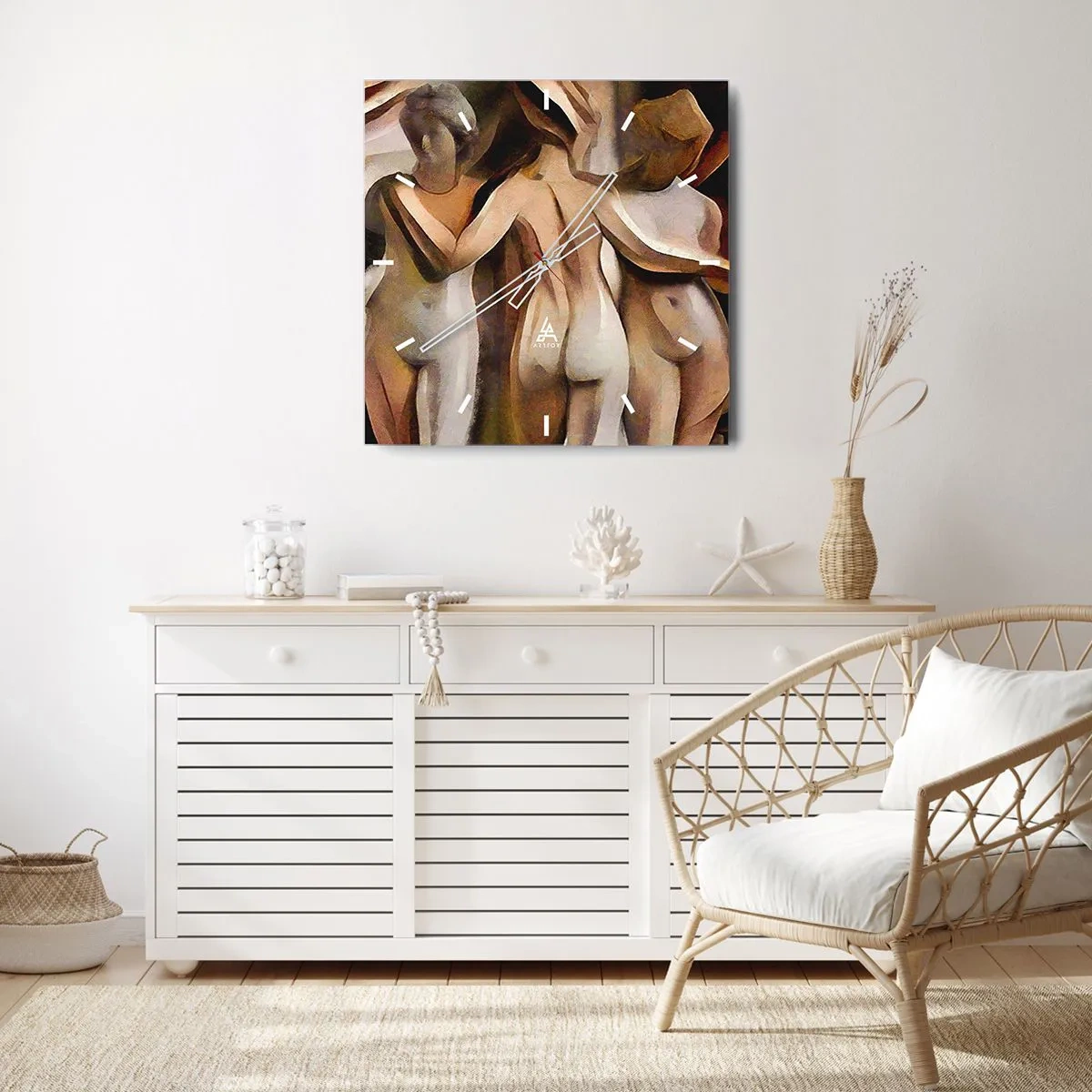 Reloj de pared - Reloj de vidrio - Las tres Gracias 2.0 - 40x40 cm