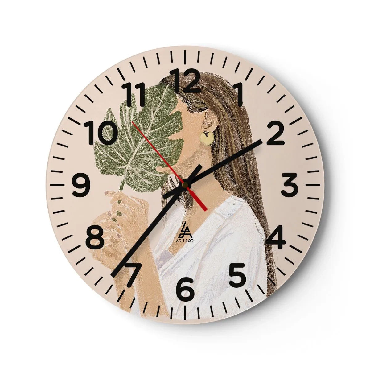 Reloj de pared - Reloj de vidrio - Retrato misterioso con un abanico - 40x40 cm