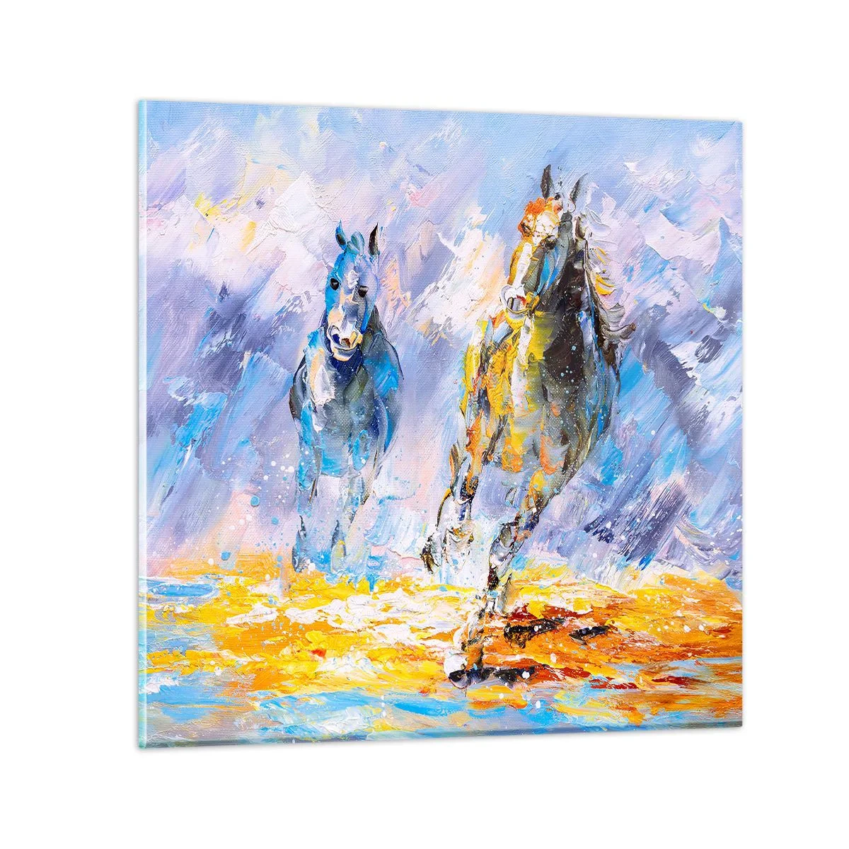 Cuadro sobre vidrio - Impresiones sobre Vidrio - Galopando a través del resplandor - 60x60 cm