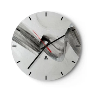 Reloj de pared - Reloj de vidrio - Pincelada abstracta gris sobre un fondo claro - 30x30cm - Solo por diversión - Decoración de pared moderna para salón, cocina y dormitorio ARTTOR