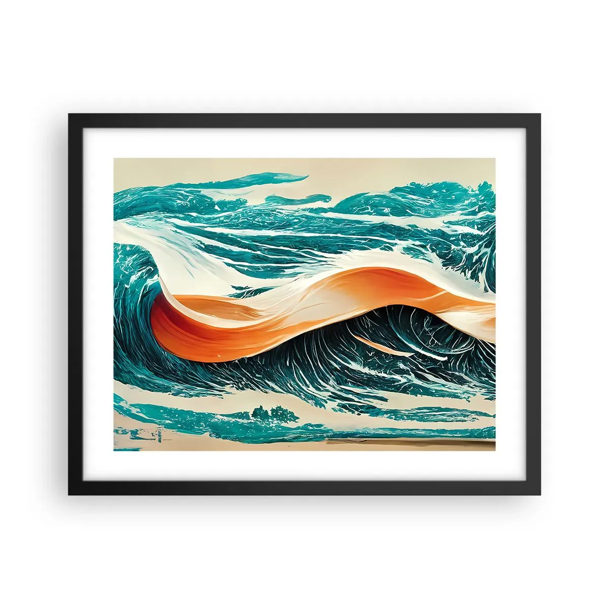 Póster en marco negro - El sueño de un surfista - 50x40 cm