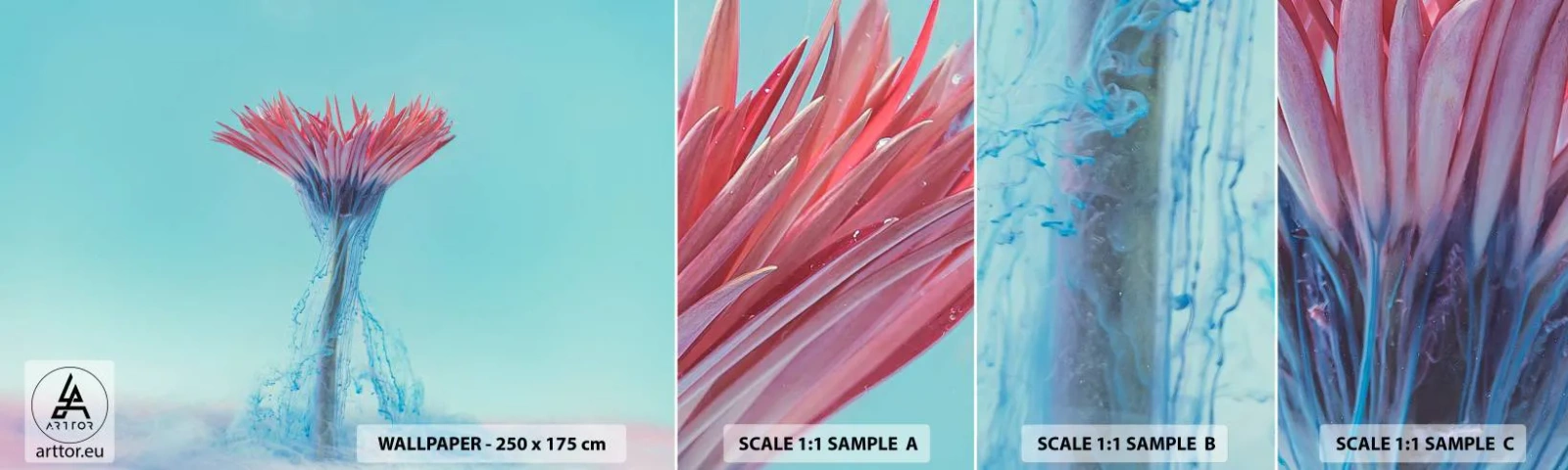 Muestra De Fotomural Standard Eco - En un abrazo vigorizante - Abstracción, Flor, Pedazo - 100x30 cm