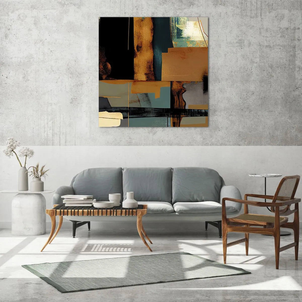 Cuadro sobre vidrio - Impresiones sobre Vidrio - Abstracción: luces y sombras - 50x50 cm