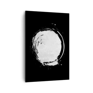 Cuadro sobre lienzo - Impresión de Imagen - Un círculo blanco sobre un fondo negro en estilo minimalista. - 70x100cm - La buena salida - Decoración de pared moderna para salón y dormitorio ARTTOR