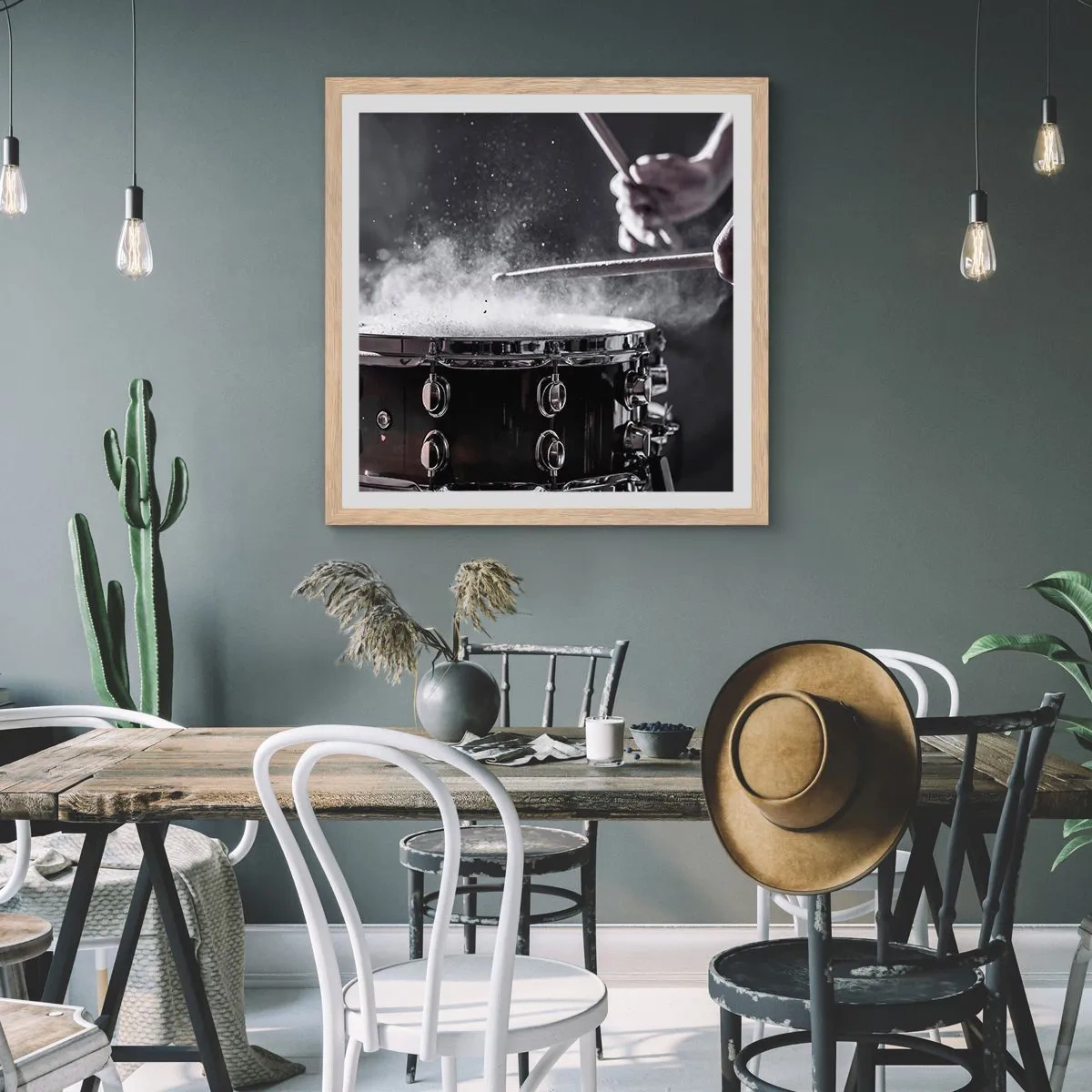 Póster en marco roble claro - El pulso de la música - 40x40 cm