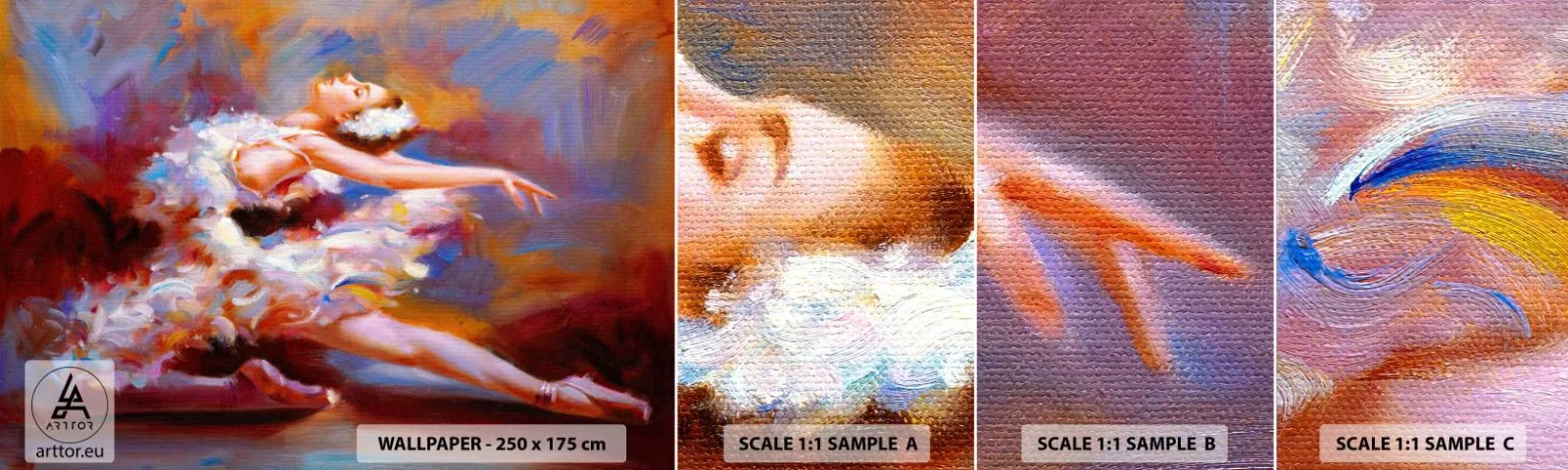 Muestra De Fotomural Standard Eco - El lago de los cisnes - Ballet, Bailarina, Bailarín - 100x30 cm