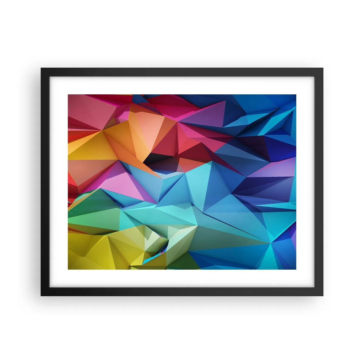 Póster en marco negro - Origami arco iris - 50x40 cm