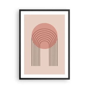 Póster en marco negro - Una abstracción minimalista con arcos en tonos rosa y beige. - 50x70cm - Atracción irresistible - Decoración de pared moderna para salón y dormitorio ARTTOR