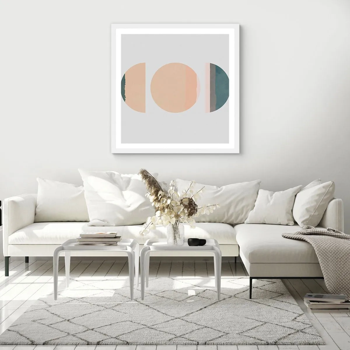 Póster en marco blanco - Círculo tras círculo - 60x60 cm