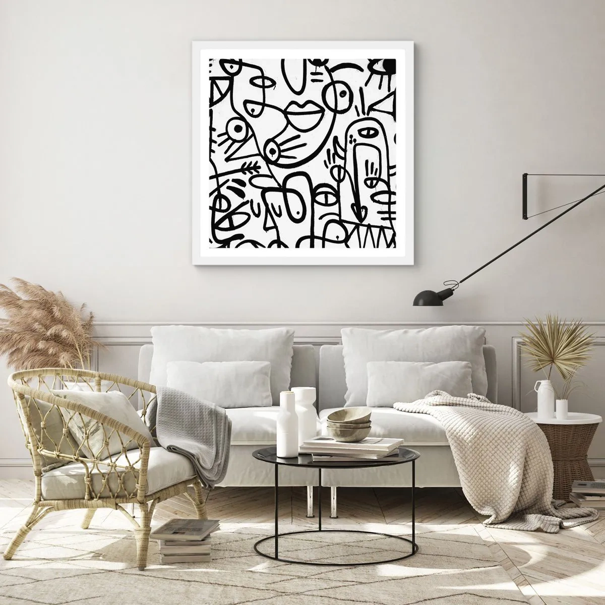 Póster en marco blanco - Rostros y espejismos - 50x50 cm