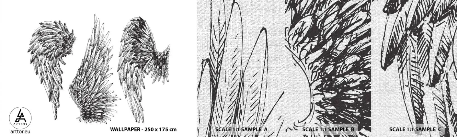 Muestra de fotomural Premium Canvas - Y puedes convertirte en un ángel - Pluma de ave, Alas, Gráficos - 100x30 cm