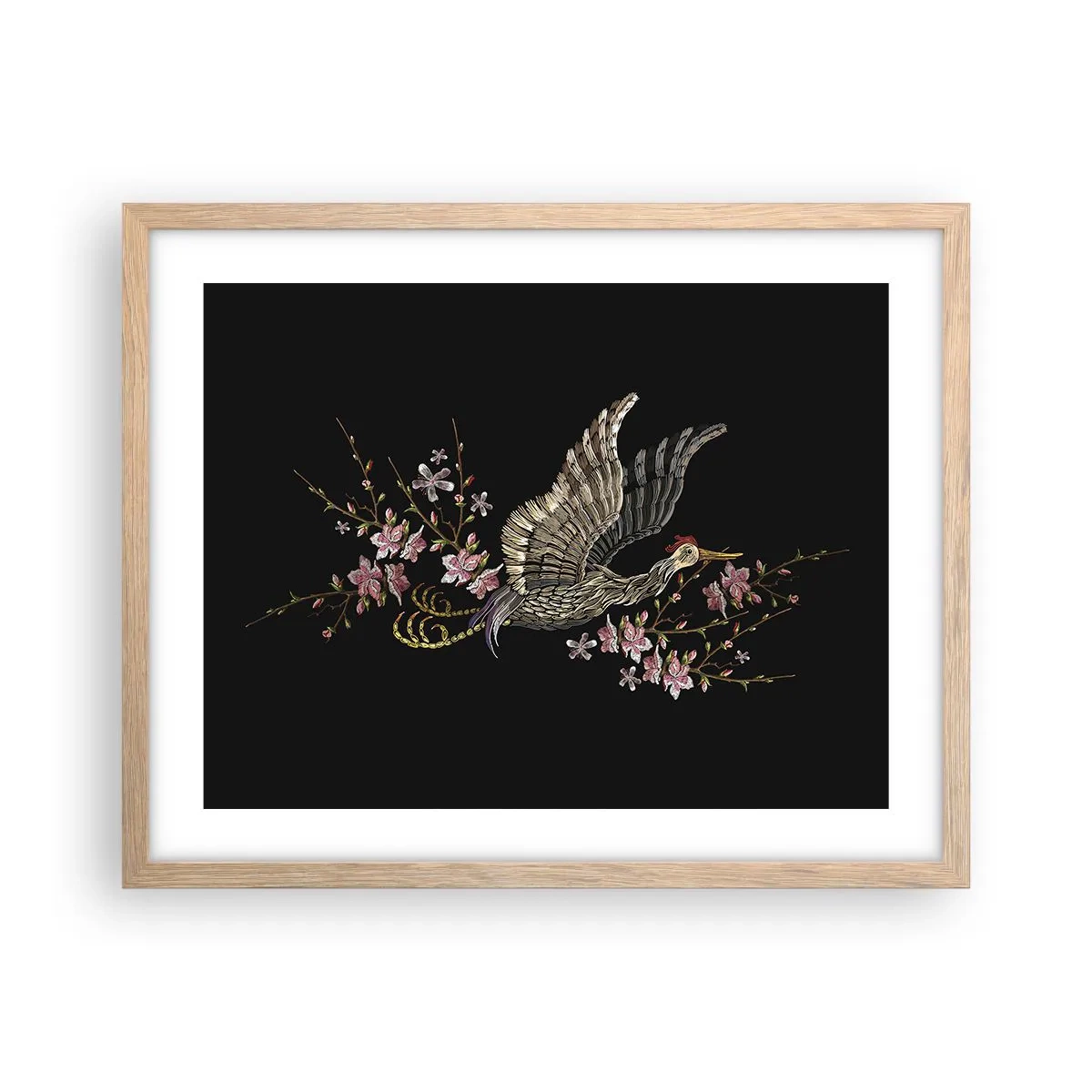 Póster en marco roble claro - Ave florida - 50x40 cm