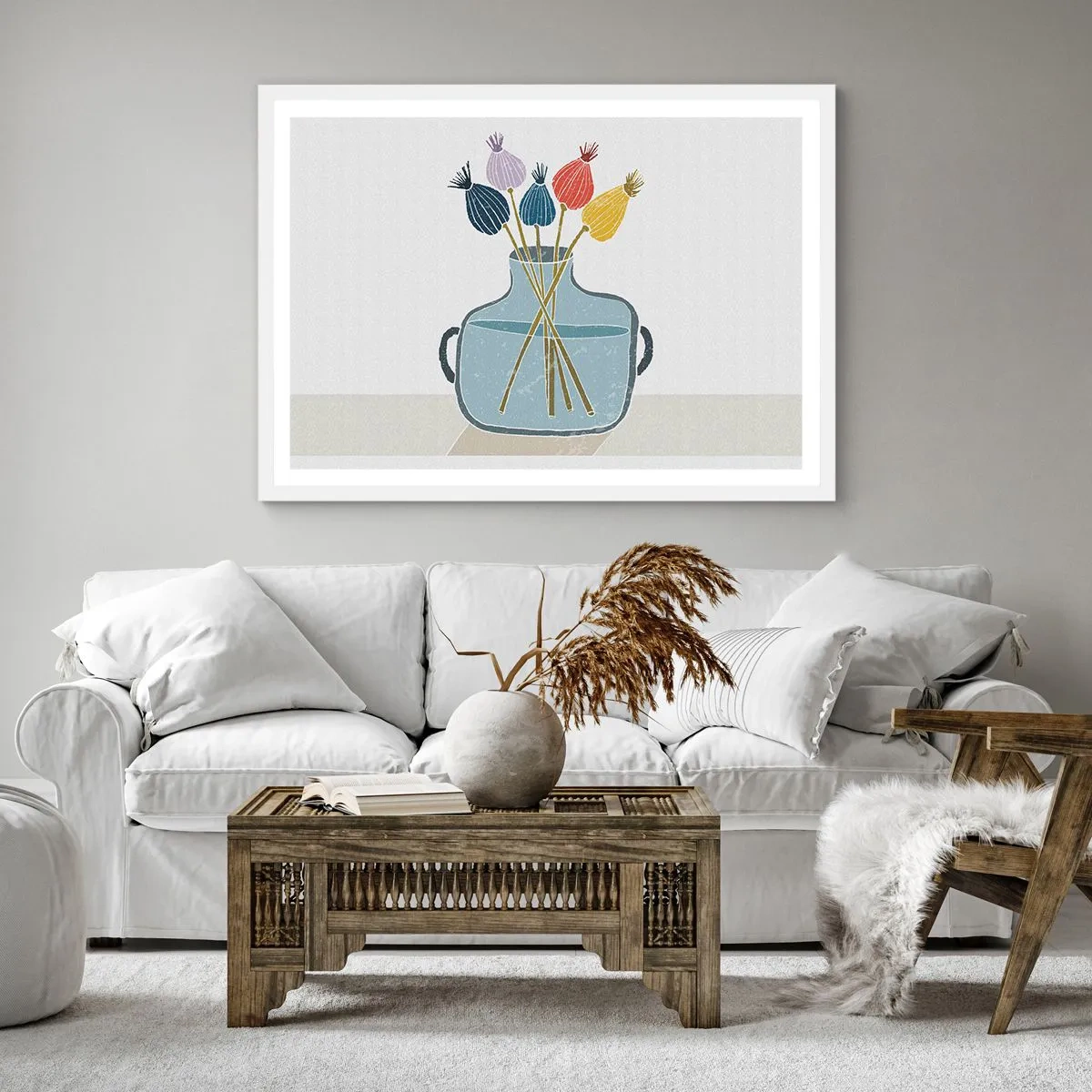 Póster en marco blanco - Como una semilla de amapola - 30x30 cm