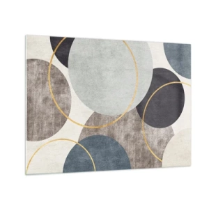 Cuadro sobre vidrio - Impresiones sobre Vidrio - Una composición de círculos en colores tenues. - 70x50cm - Círculo tras círculo - Decoración de pared moderna para salón y dormitorio ARTTOR