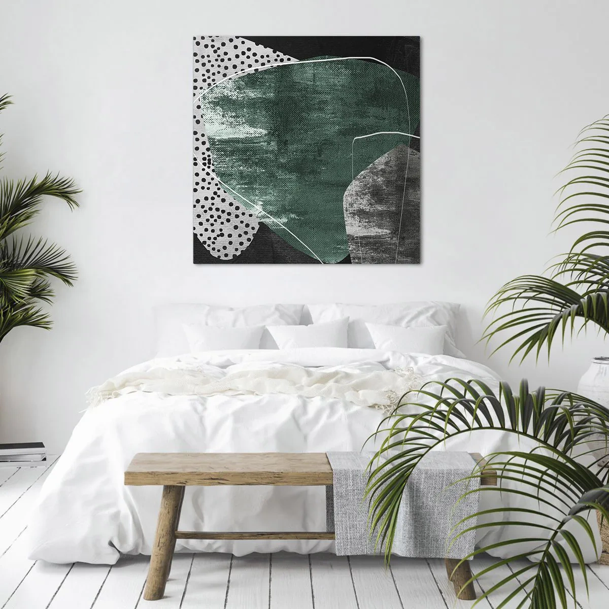 Cuadro sobre lienzo - Impresión de Imagen - Abstracción colorista con un copo de oro - 70x70 cm