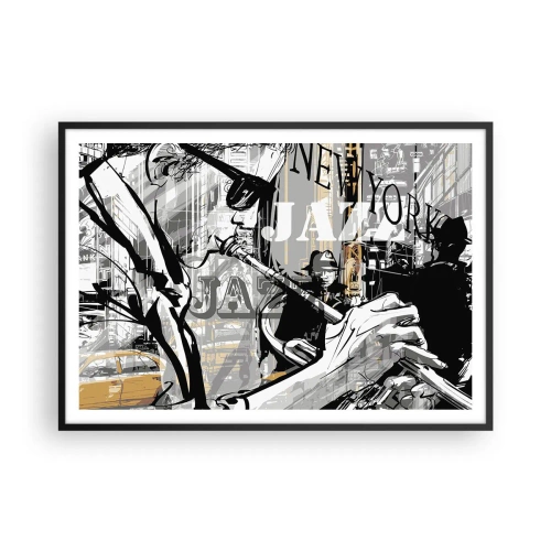 Póster en marco negro - Escena de jazz de Nueva York - 100x70cm - Al ritmo de Nueva York - Decoración de pared moderna para salón y dormitorio ARTTOR
