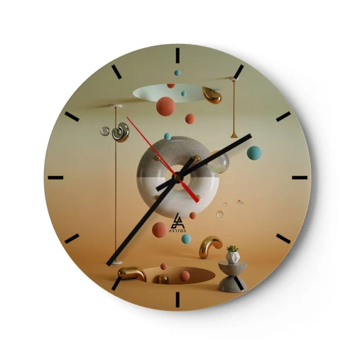 Reloj de pared - Reloj de vidrio - Composición abstracta con esferas y formas geométricas. - 30x30cm - Todo puede suceder - Decoración de pared moderna para salón, cocina y dormitorio ARTTOR