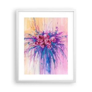 Póster en marco blanco - Fuente de rosas - 40x50 cm