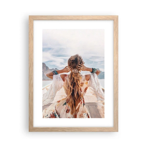 Póster en marco roble claro - Rumbo a la felicidad - 30x40 cm