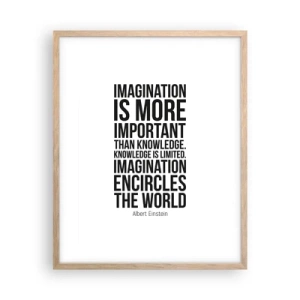 Póster en marco roble claro - Einstein, sobre el poder de la imaginación - 40x50 cm