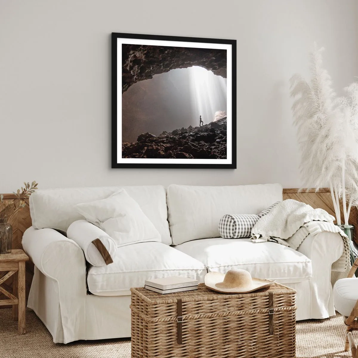 Póster en marco negro - Gruta luminosa - 30x30 cm