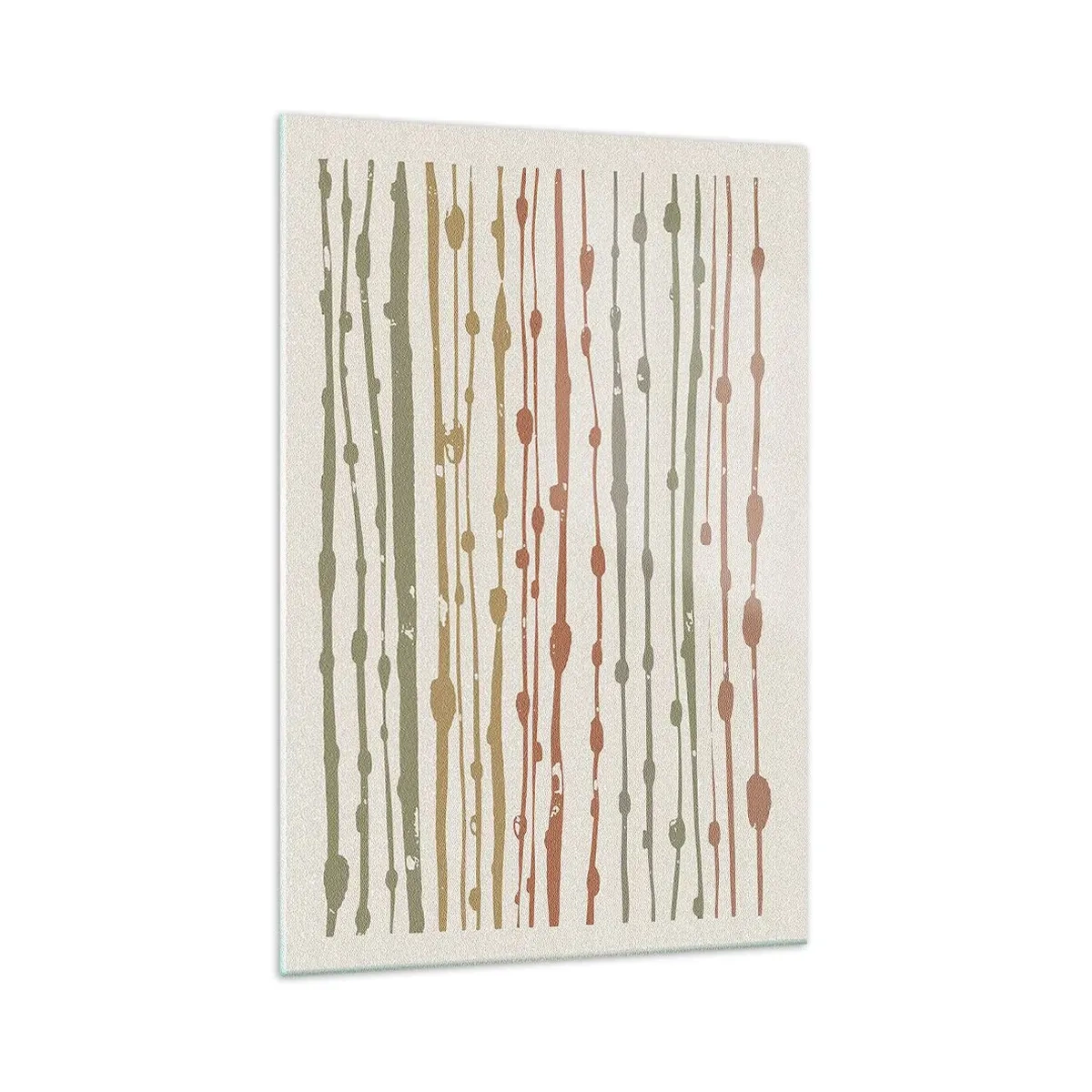 Cuadro sobre vidrio - Impresiones sobre Vidrio - Un patrón de líneas en tonos cálidos sobre un fondo claro. - 70x100cm - Composición de notas musicales - Decoración de pared moderna para salón y dormitorio ARTTOR