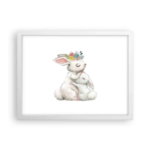 Póster en marco blanco - En ningún lugar mejor que con mamá - 40x30 cm