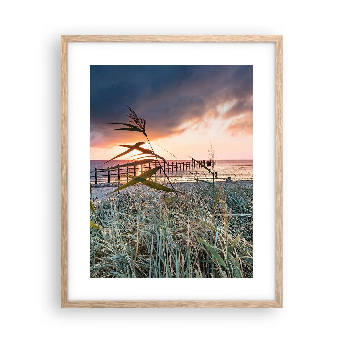 Póster en marco roble claro - Bailando con el viento - 40x50 cm