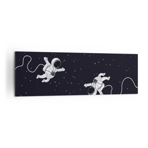 Cuadro sobre lienzo - Impresión de Imagen - Astronautas flotando en el espacio con un telón de fondo de estrellas. - 160x50cm - Danza cósmica - Decoración de pared moderna para salón y dormitorio ARTTOR