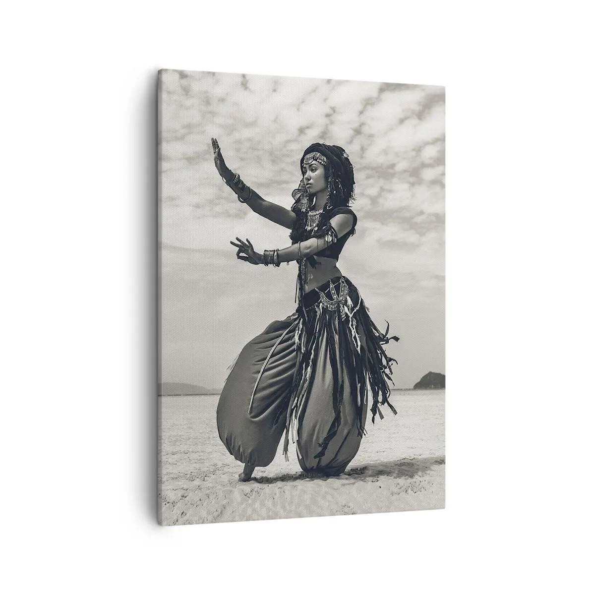 Cuadro sobre lienzo - Impresión de Imagen - Bailarina exótica con el desierto como telón de fondo - 50x70cm - Danza de las Islas del Sur - Decoración de pared moderna para salón y dormitorio ARTTOR