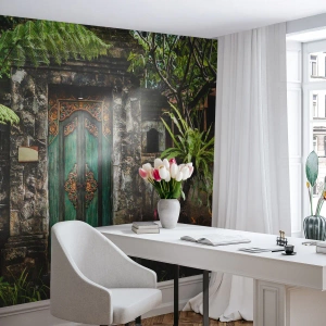 Fotomural Autadhesivo Deluxe Sticker - Una puerta a un mundo exótico - Puerta con adorno, Arquitectura, Misterio - 350x256 cm