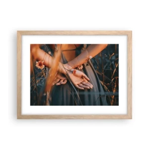 Póster en marco roble claro - Conectada con la naturaleza - 40x30 cm