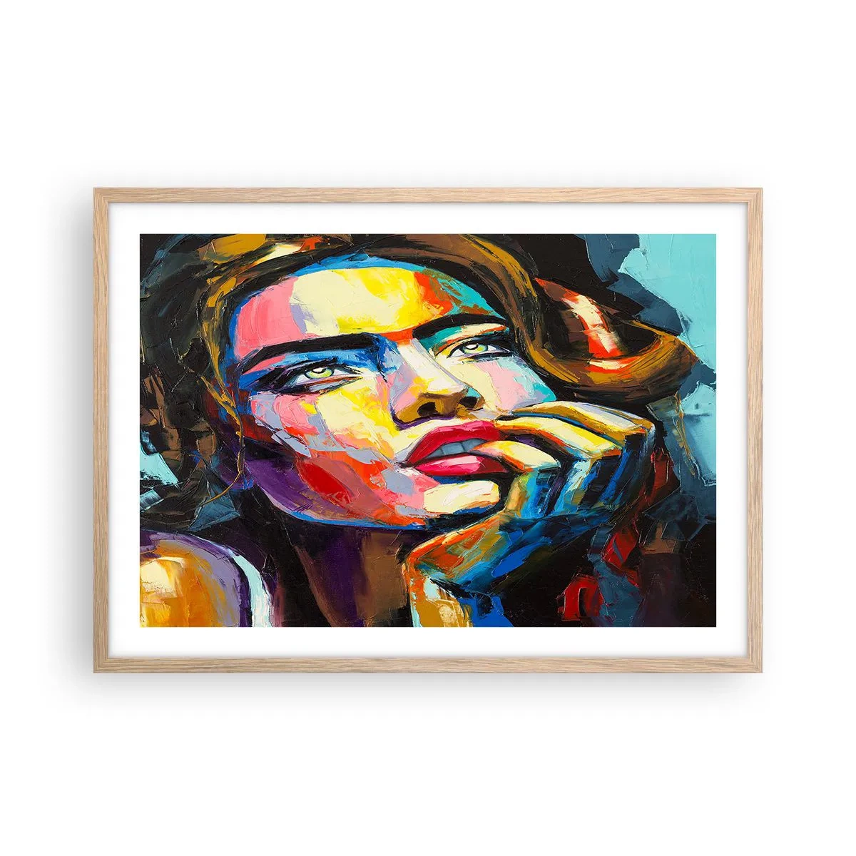 Póster en marco roble claro - Sueños - 70x50 cm