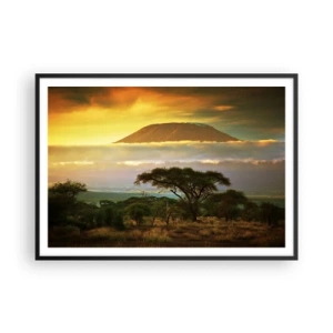 Póster en marco negro - Paisaje africano con el Kilimanjaro al amanecer - 100x70cm - El sueño del viajero - Decoración de pared moderna para salón y dormitorio ARTTOR