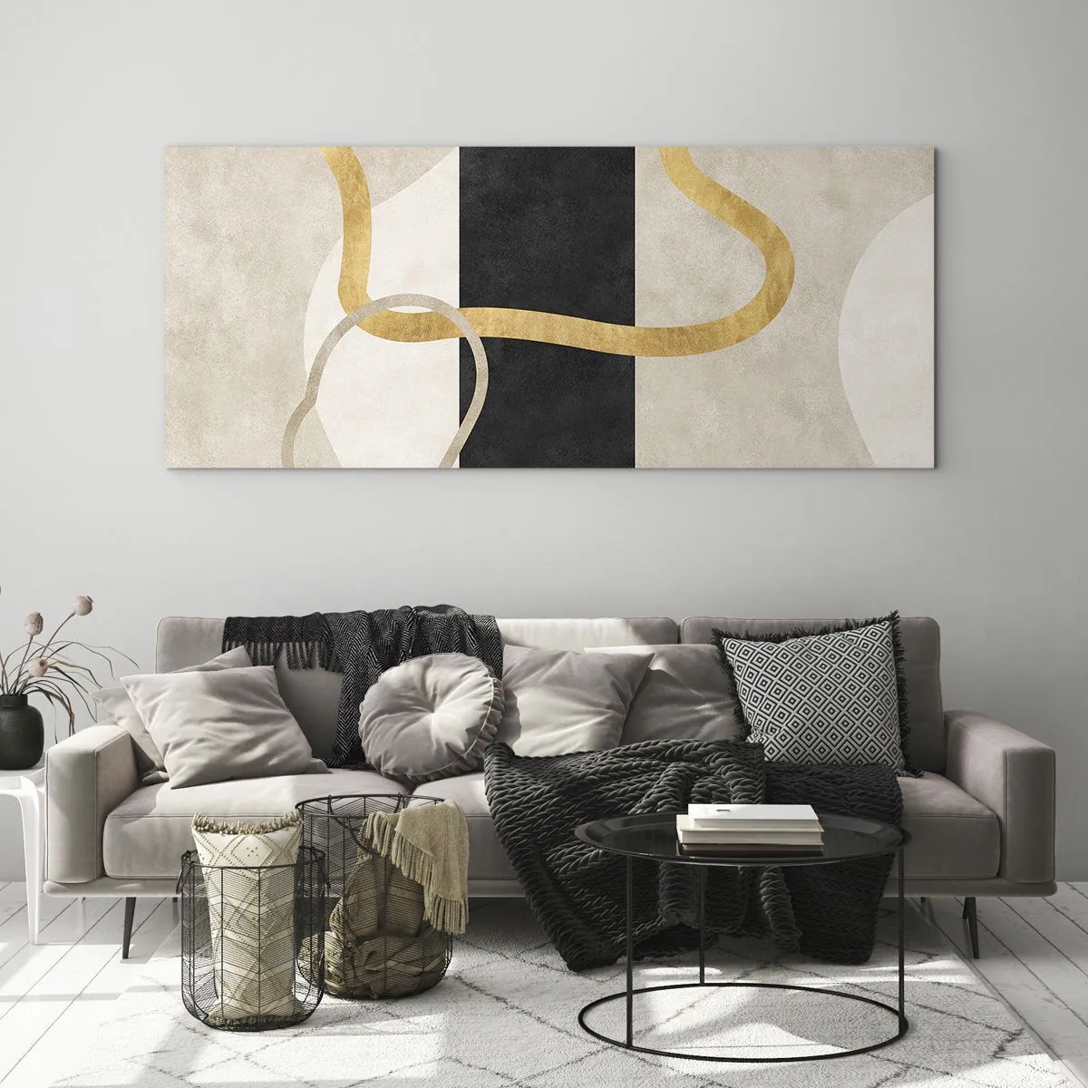 Cuadro sobre vidrio - Impresiones sobre Vidrio - Formas en bucle - 100x40 cm