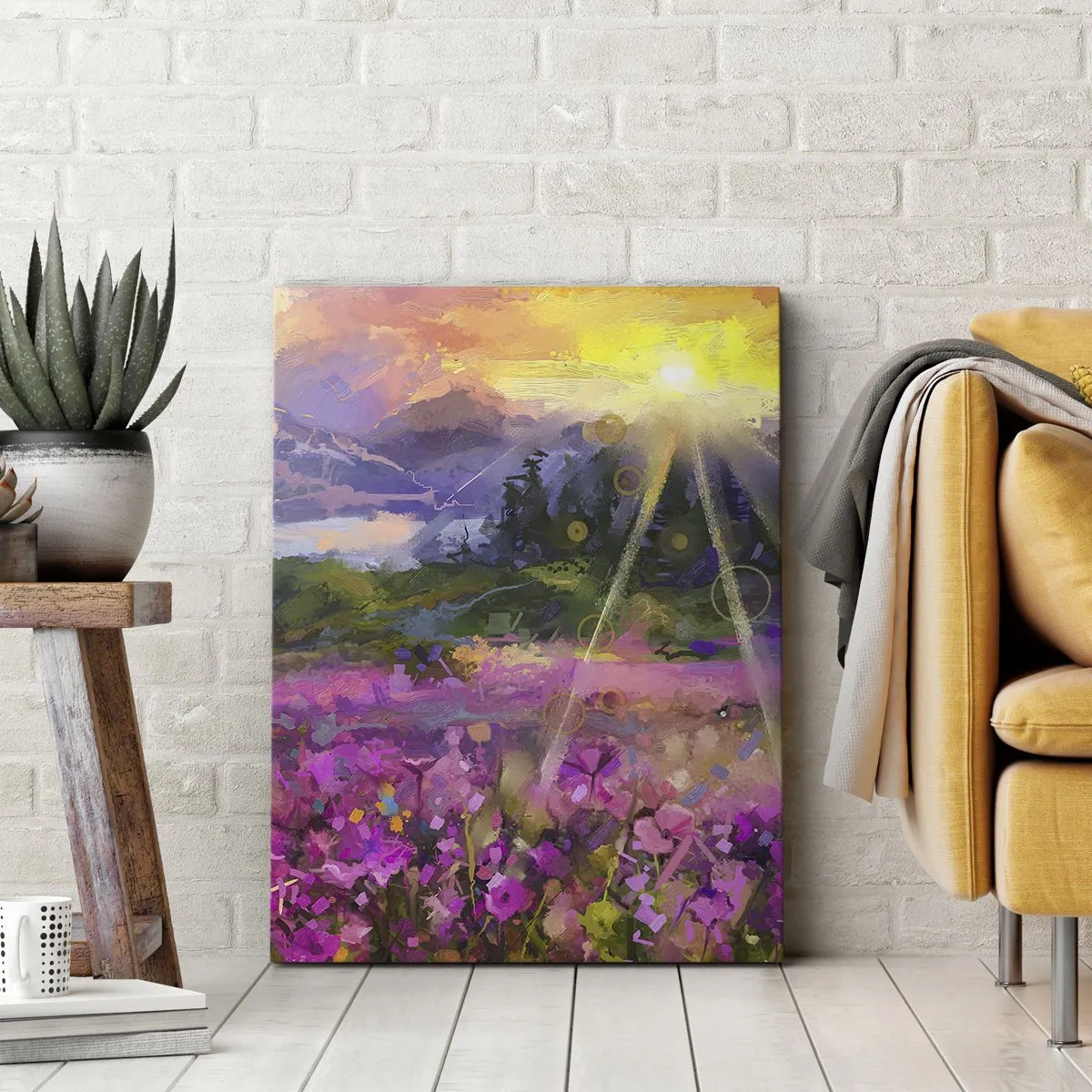 Cuadro sobre lienzo - Impresión de Imagen - En un valle bajo la protección del sol - 45x80 cm