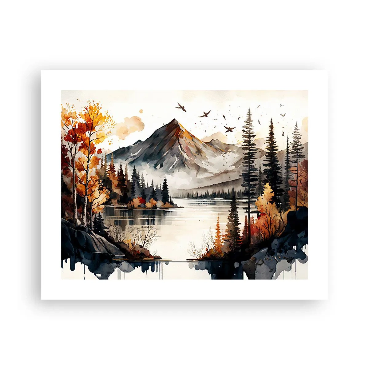 Póster - Otoño dorado en las montañas - 50x40 cm