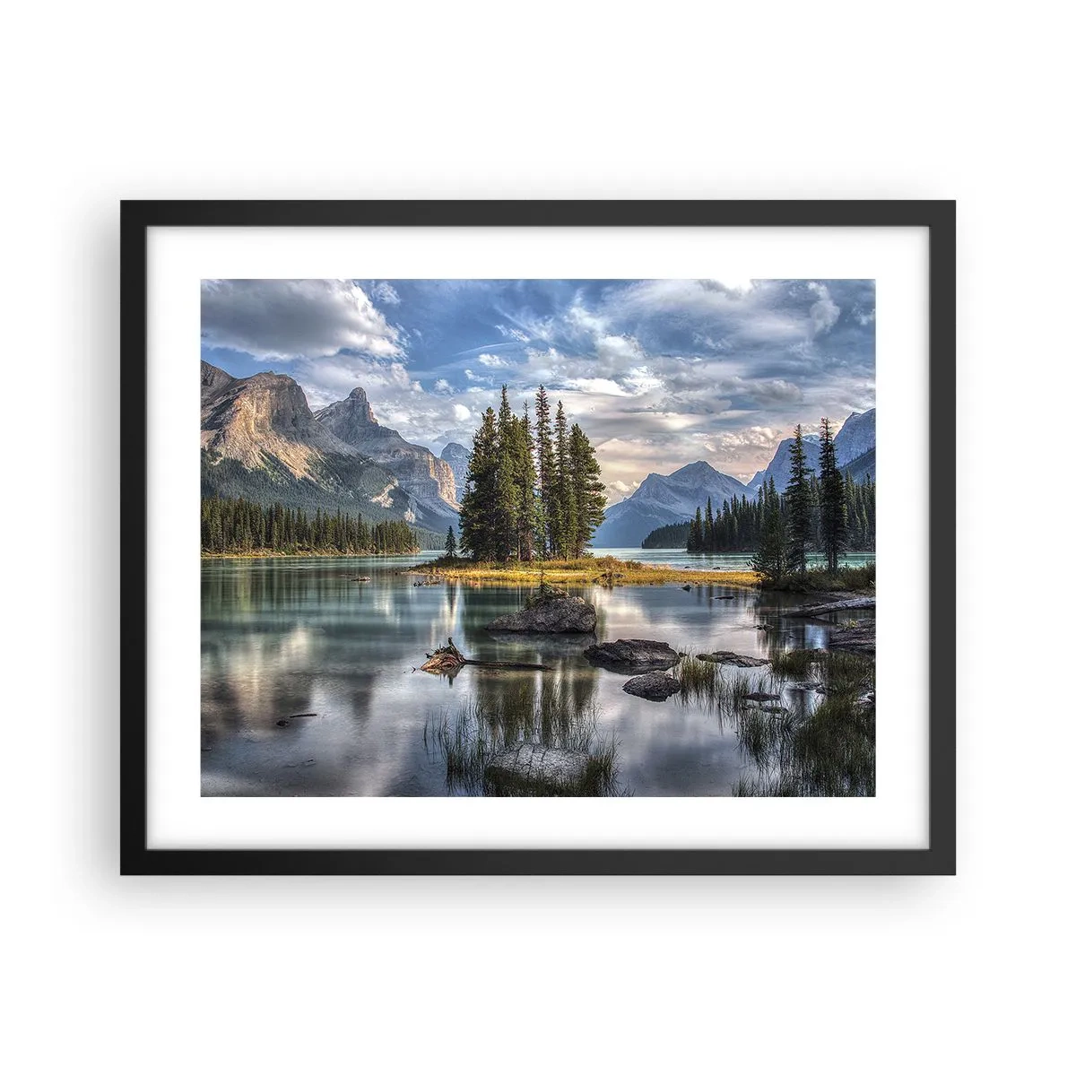 Póster en marco negro - Sobre el agua cristalina... - 50x40 cm