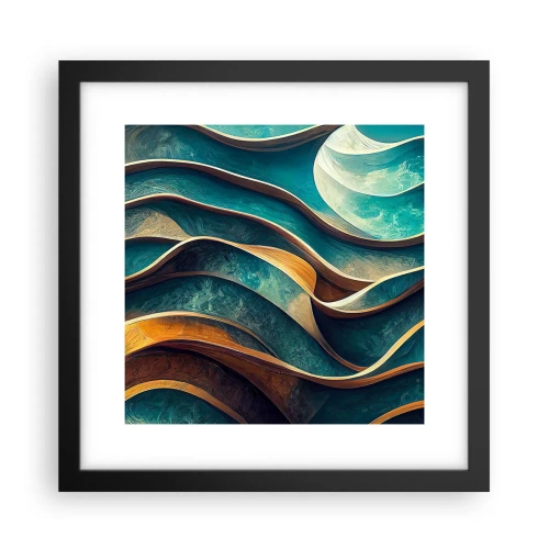 Póster en marco negro - Meandros de azul - 30x30 cm