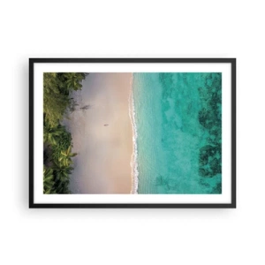 Póster en marco negro - Vista aérea de una playa tropical con agua turquesa. - 70x50cm - Playa del paraíso - Decoración de pared moderna para salón y dormitorio ARTTOR