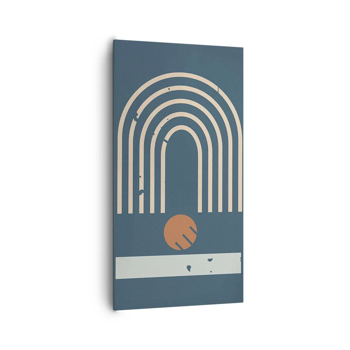 Cuadro sobre lienzo - Impresión de Imagen - Geometría sobre azul marino - 65x120 cm