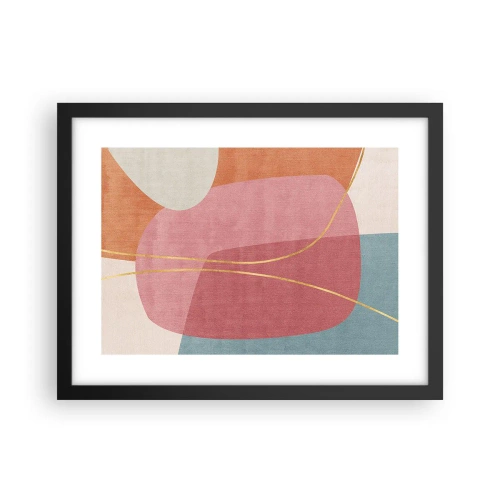 Póster en marco negro - Composición en pastel con hilos de oro - 40x30 cm