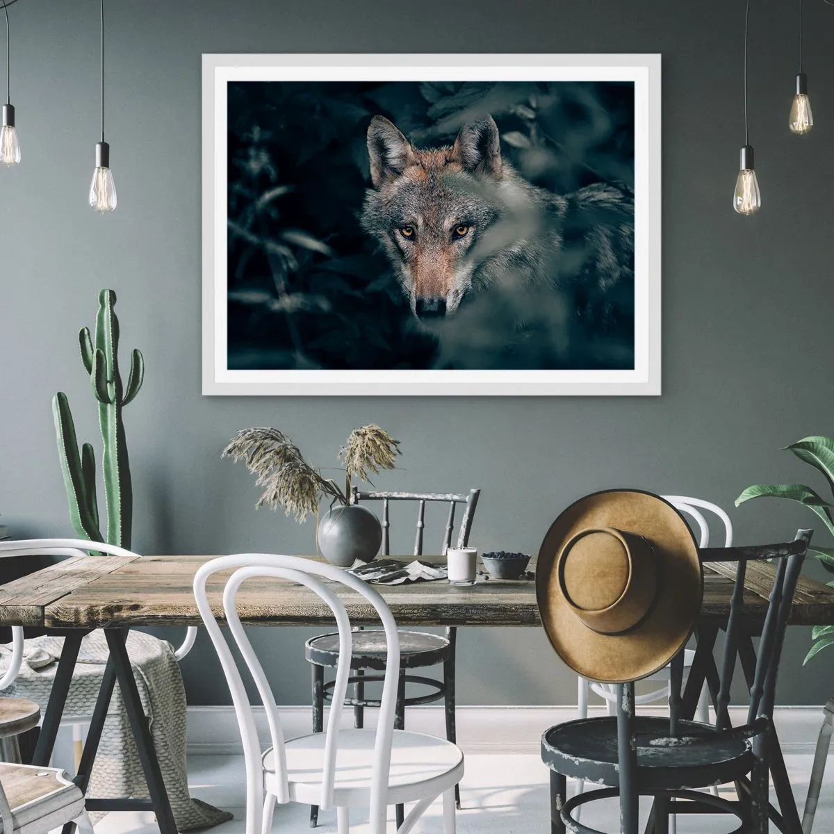 Póster en marco blanco - Cazador - 100x70 cm