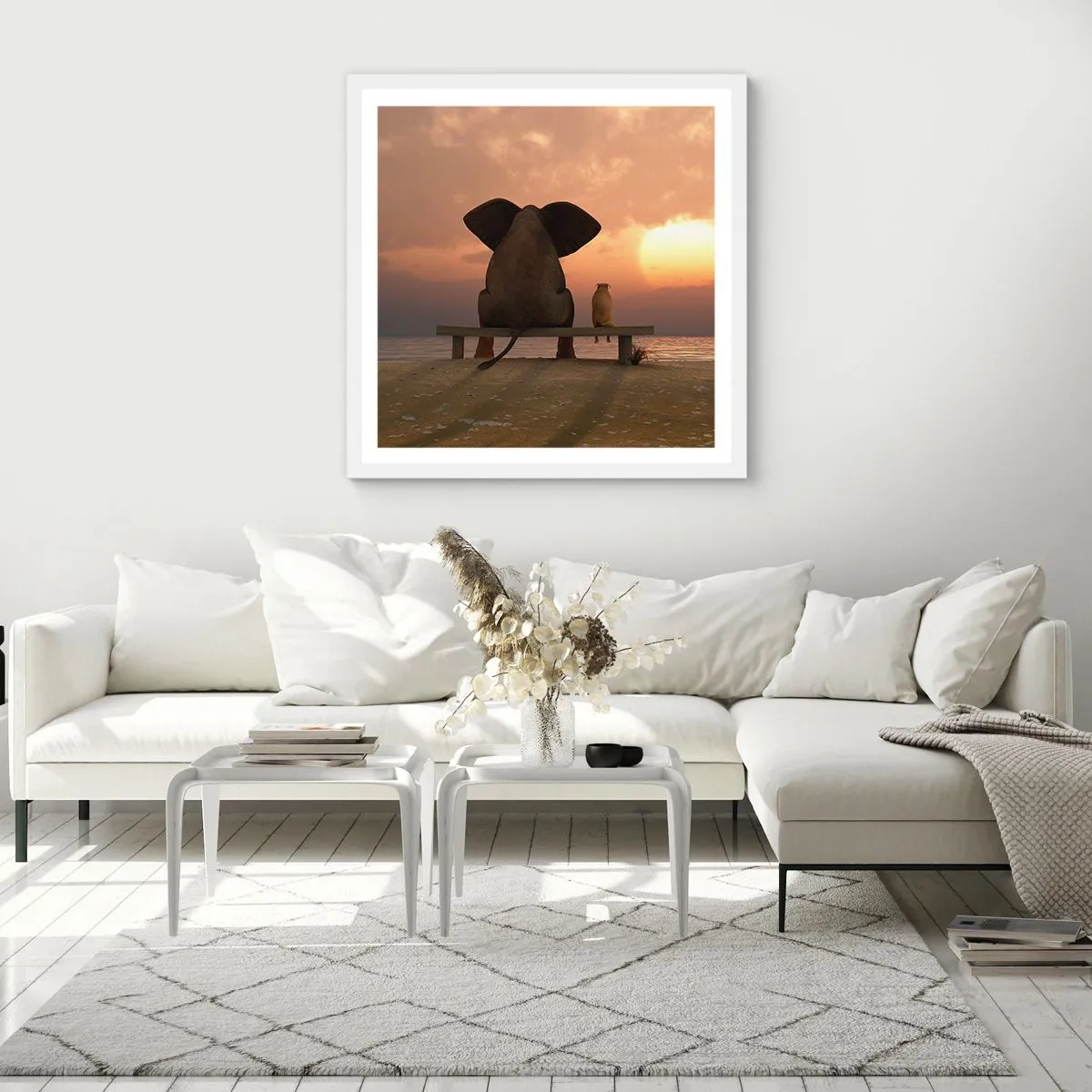 Póster en marco blanco - Es bueno estar en silencio juntos - 30x30 cm