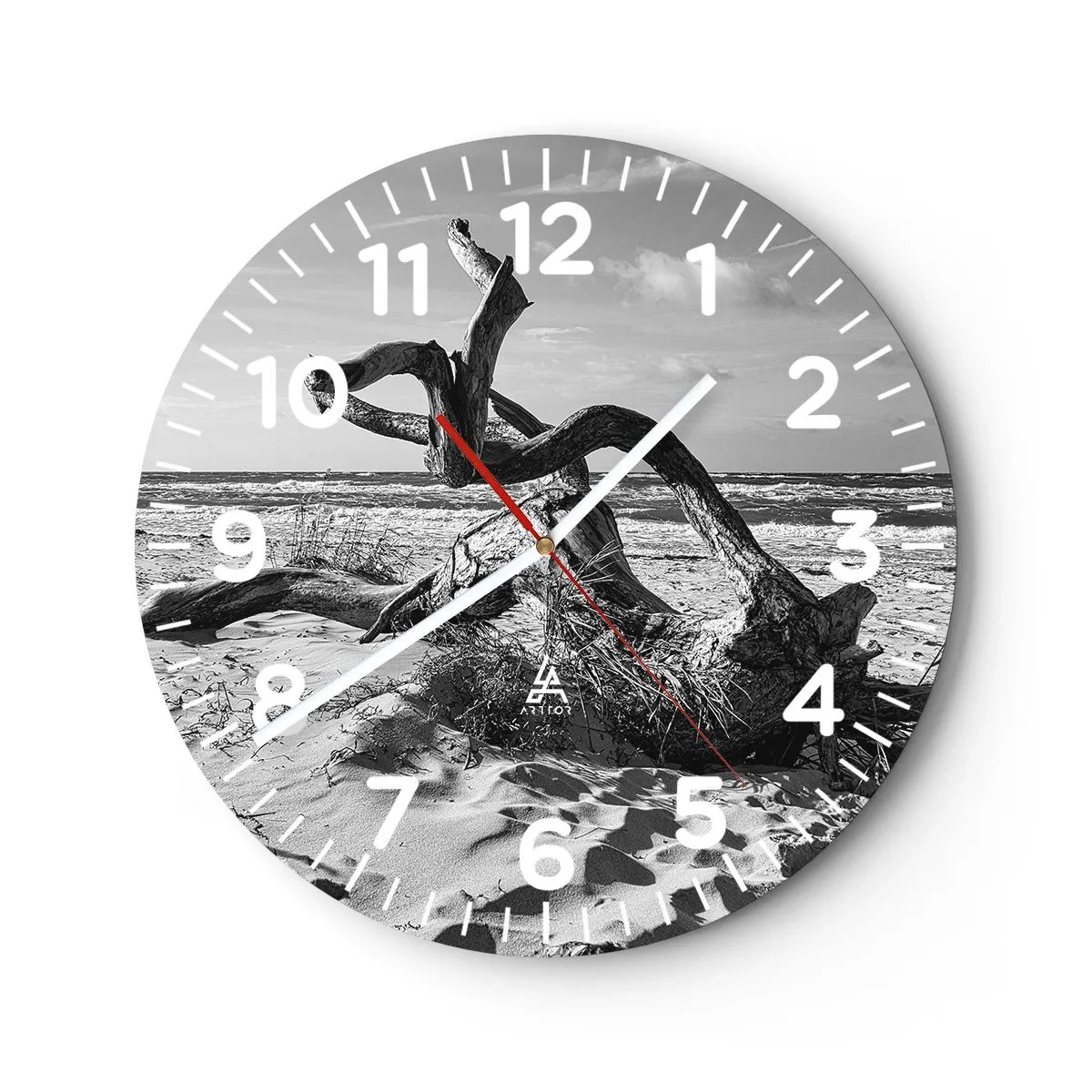 Reloj de pared - Reloj de vidrio - Escultura marina - 40x40 cm