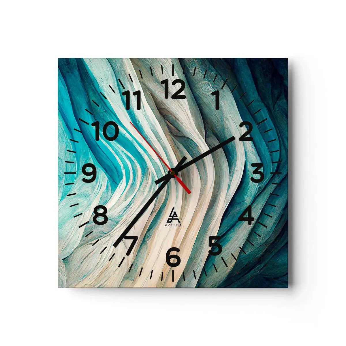 Reloj de pared - Reloj de vidrio - Azul insaciable - 30x30 cm