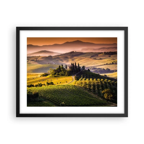 Póster en marco negro - Paisaje toscano - 50x40 cm