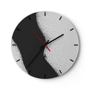 Reloj de pared - Reloj de vidrio - Abstracción en blanco y negro con una transición suave y un efecto granulado. - 30x30cm - Equilibrio suave - Decoración de pared moderna para salón, cocina y dormitorio ARTTOR