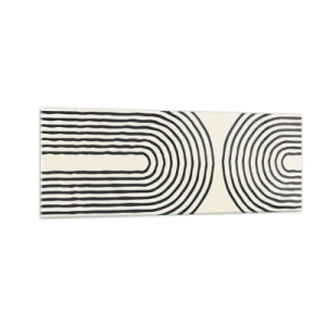 Cuadro sobre vidrio - Impresiones sobre Vidrio - Patrón geométrico abstracto con líneas simétricas sobre un fondo claro. - 140x50cm - Próximamente... - Decoración de pared moderna para salón y dormitorio ARTTOR