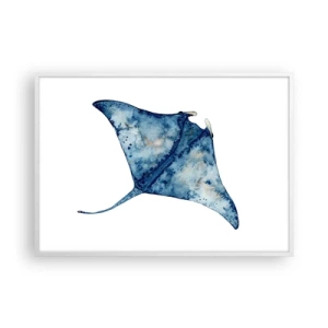 Póster en marco blanco - La vida en azul - 100x70 cm